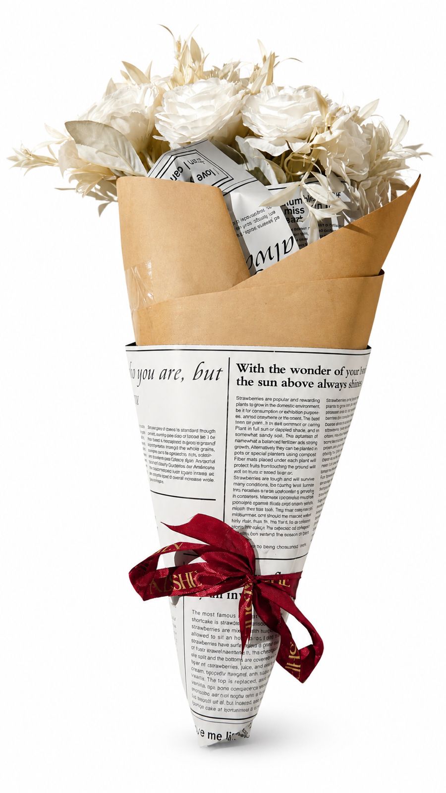 Vintage Journal White Rose Bouquet