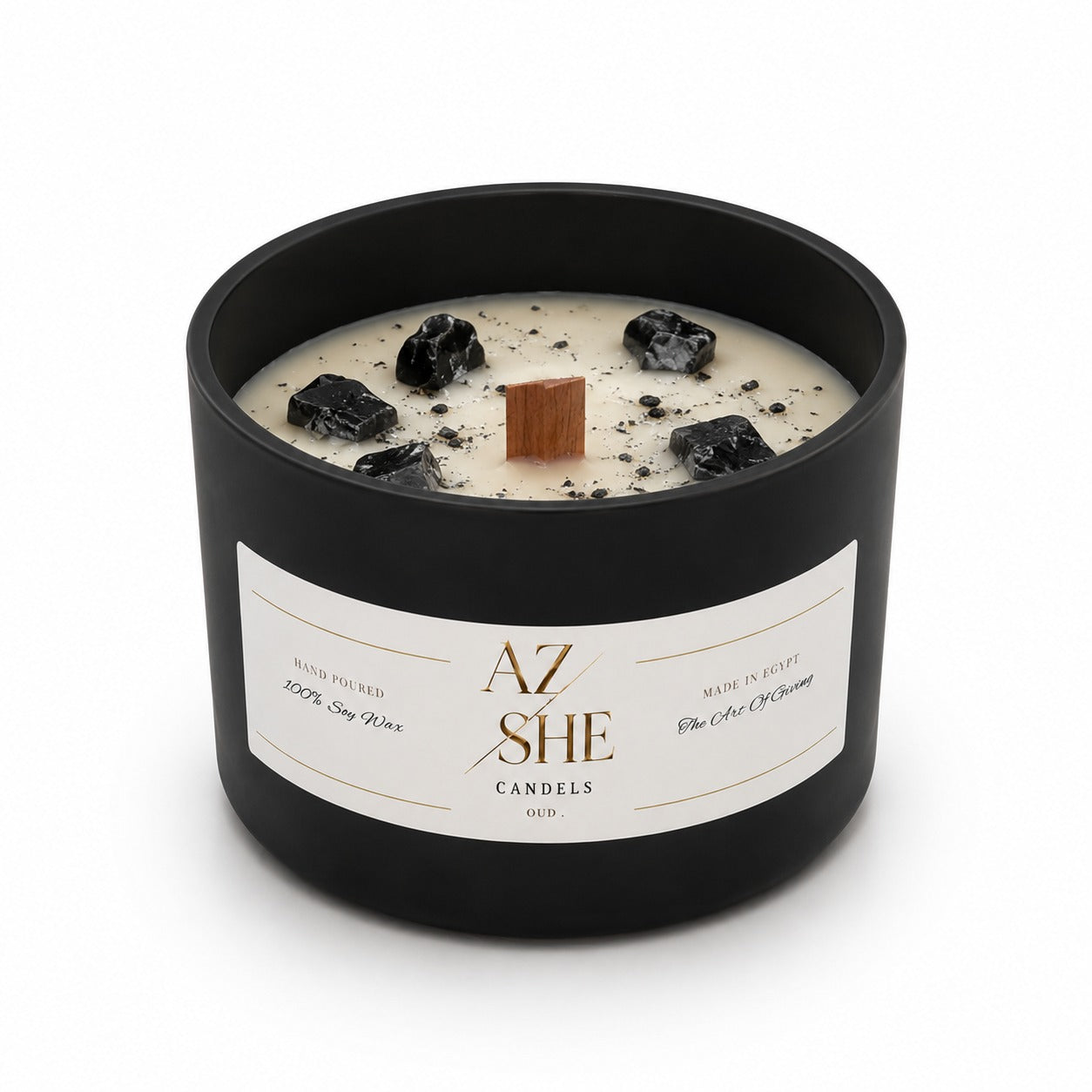 Royal Oud & Black Obsidian Wooden Wick Candle