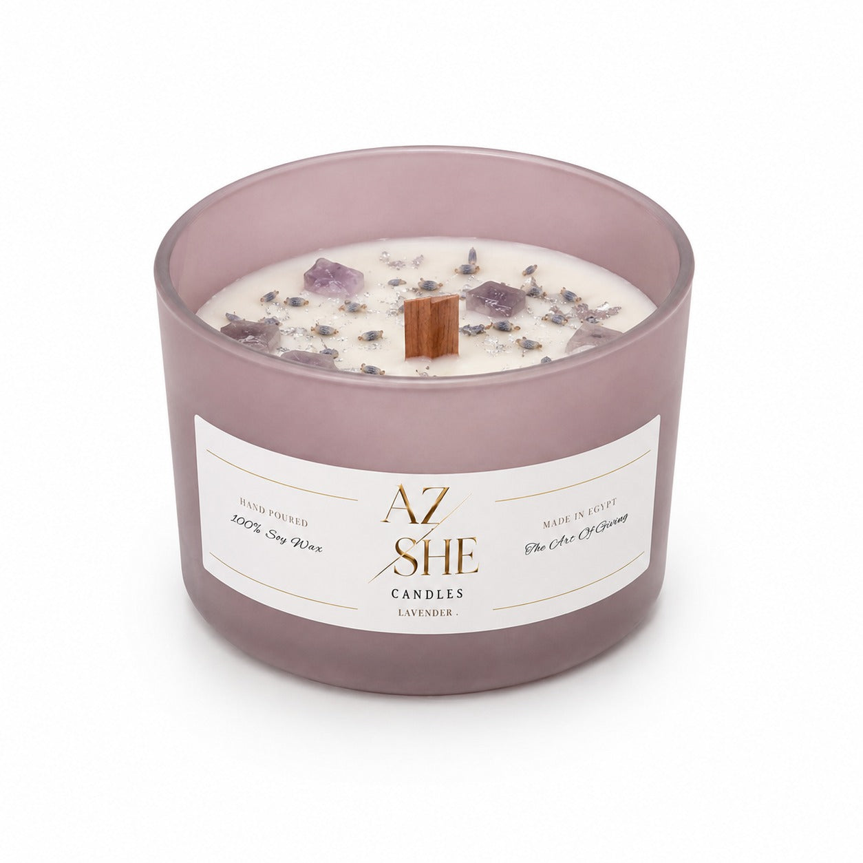 Lavender & Amethyst Crystal Wooden Wick Candle