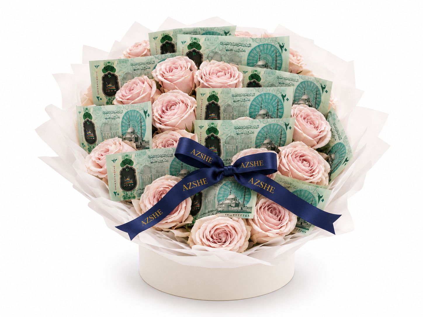 Pink Roses & Cash Gift Bouquet
